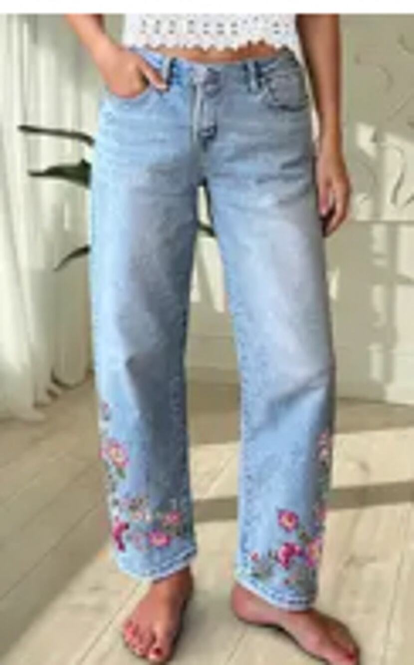 NWT Flemingals Wash Floral Embroidery Mid Rise Straight Leg Jeans Sz 4XL
